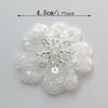 5 st 3D Vita Blomma Paljetter Pärlbroderad Spetslapp Reparation Applikation DiY Kläddekorationstillbehör
