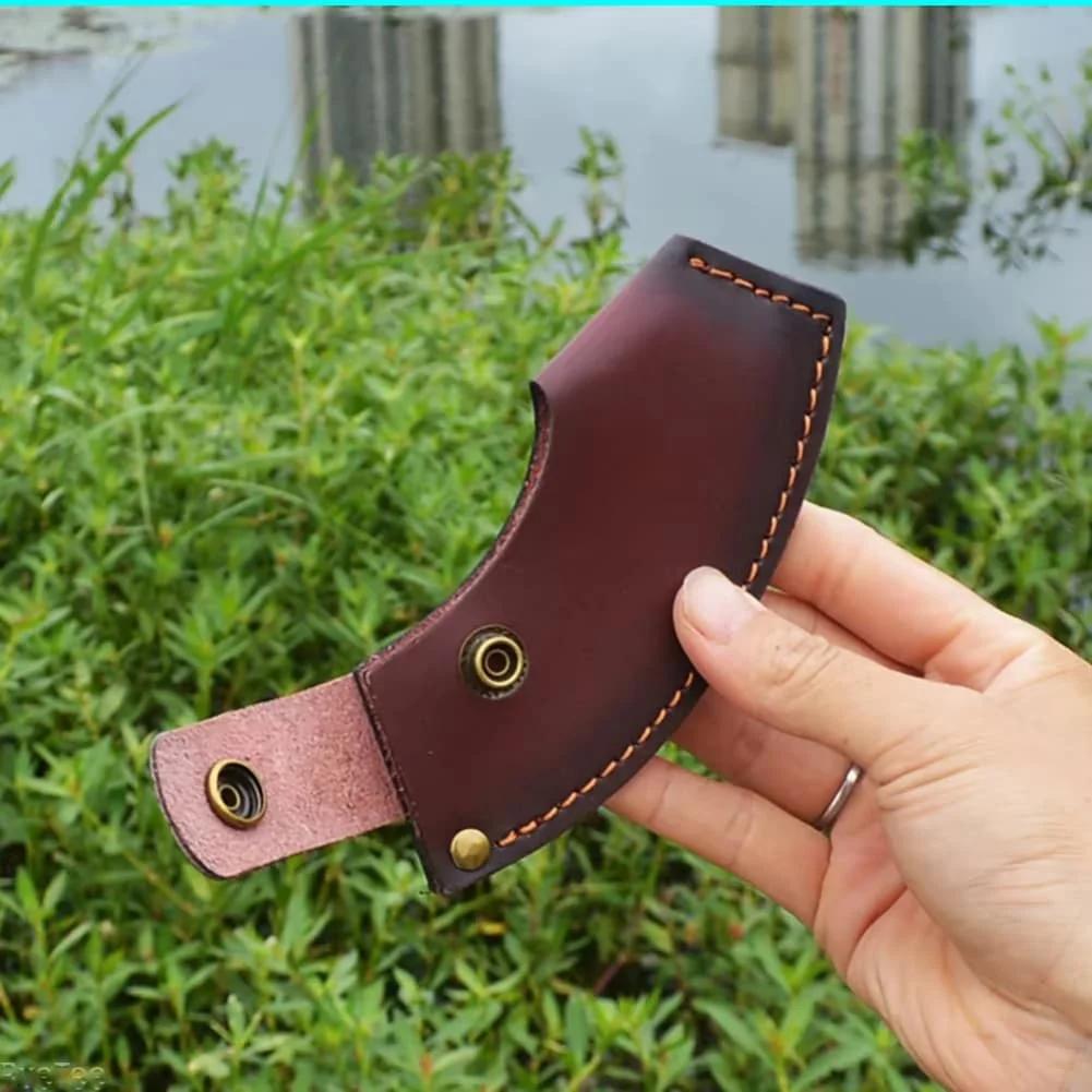 Leather Axe Cover with Secure Attachment and Easy Access Loop for Safe and Convenient Use in Outdoor Activities