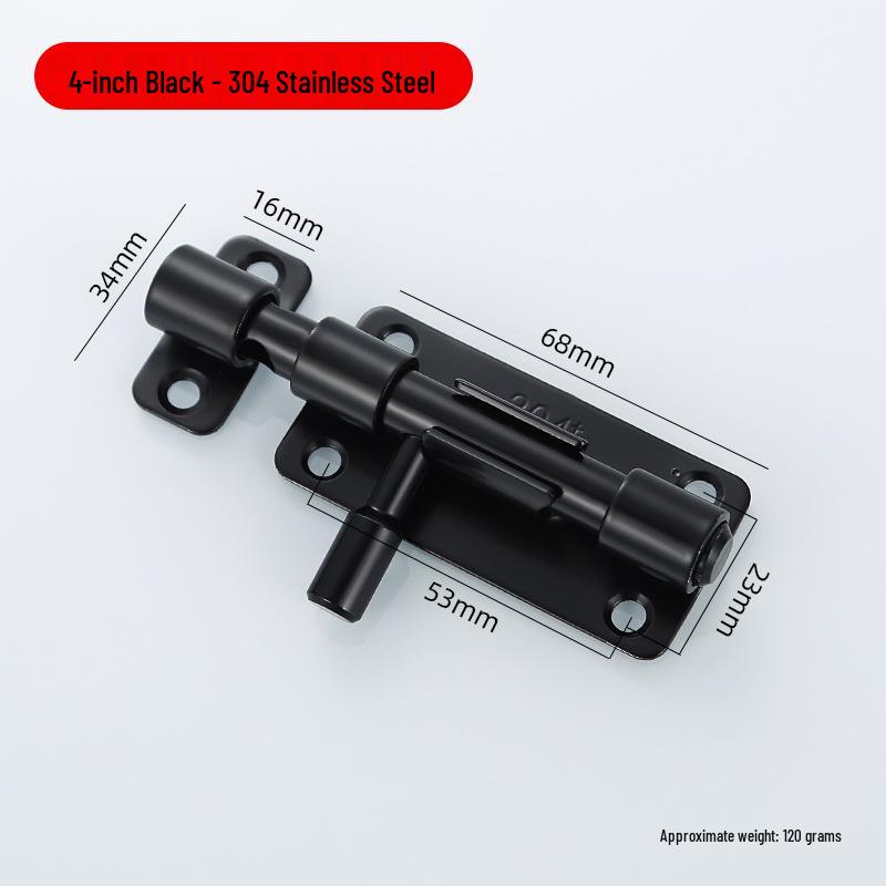 Surface-Mounted 304 Stainless Steel Anti-Theft Door Bolt, No Drilling Needed, for Wooden & Sliding Doors, Thickened Latch