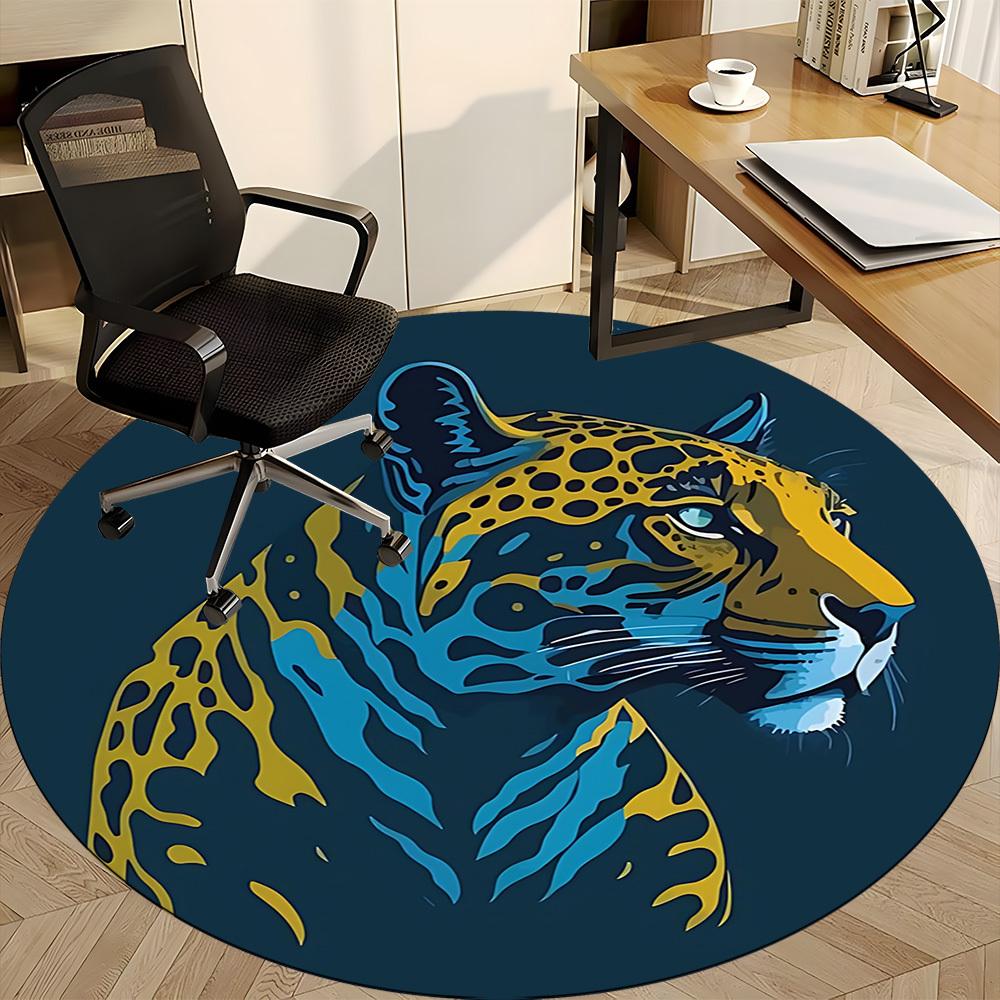 1 Stück Teppich mit Tigerdruck für das Büro, rutschfest, runder Teppich, weich und bequem, Teppich für das Büro, leichte runde Bodenmatte