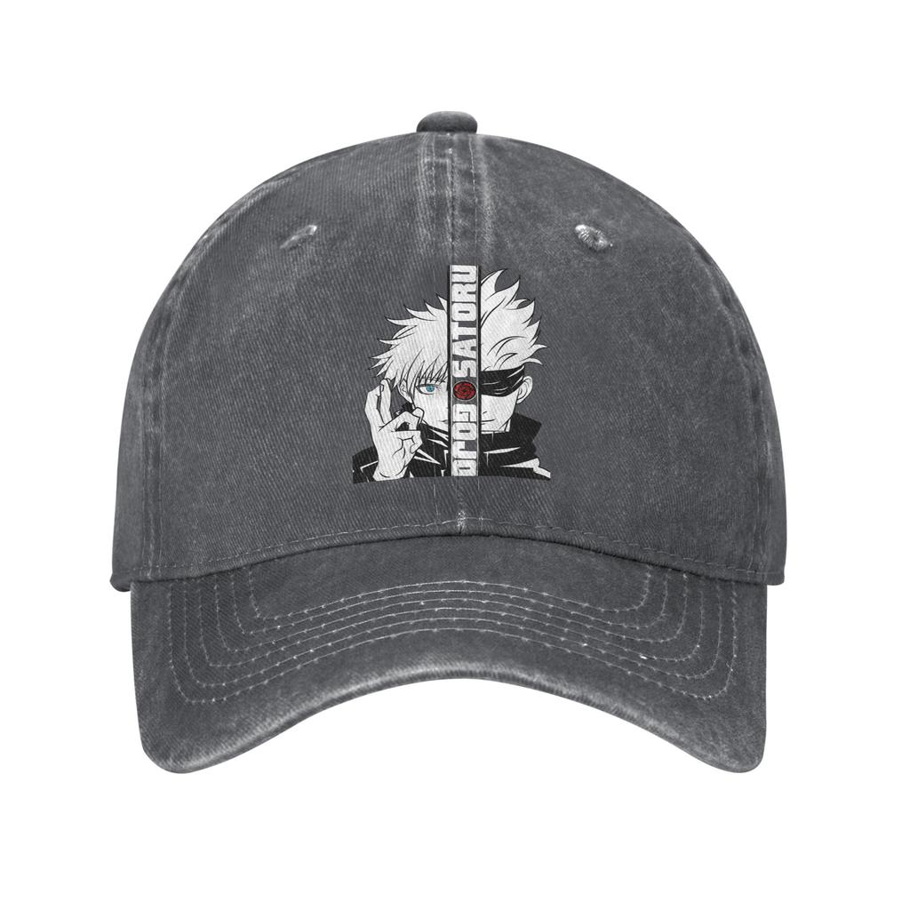 Vintage Jujutsu Kaisen Gojo Satoru Basebollkepsar Unisex Sliten Tvättad Huvudbonad Utomhus träning Ostrukturerad Mjuk Keps Hatt