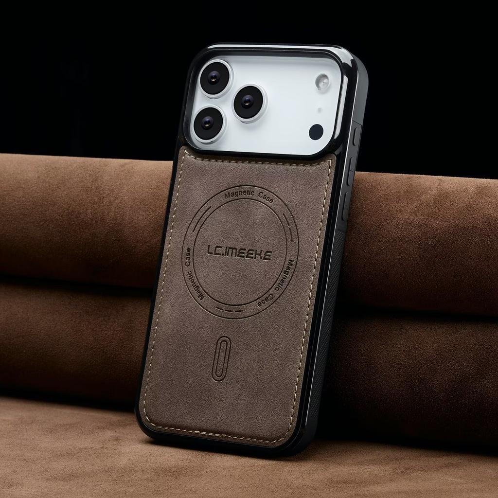 PU Leather Magnetic Phone Case for iPhone 17 16 15 14 13 11 17Pro Pro Max Plus Air 16E Mini MagSafe Wireless Charging Cover
