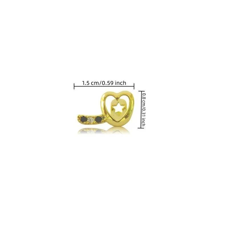Two-Tone Heart Hollow-Out Zircon Gold Tooth – Hip-Hop Street Style Jewelry