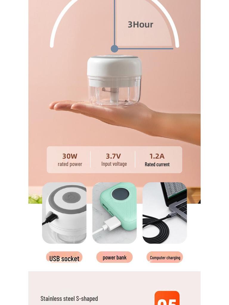 Elektrisk hvitløks- og kjøttkvern: Mini matkutter, kvern og skreller for husholdnings- og babymat