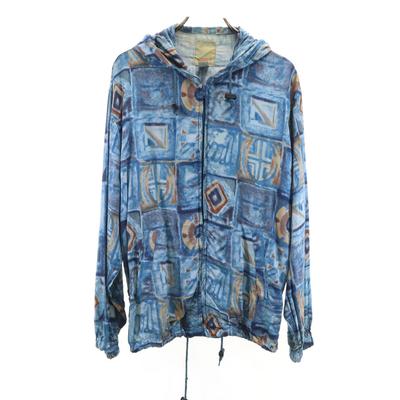 90s Old Long Sleeve Zip Hoodie M Blue Men's Used