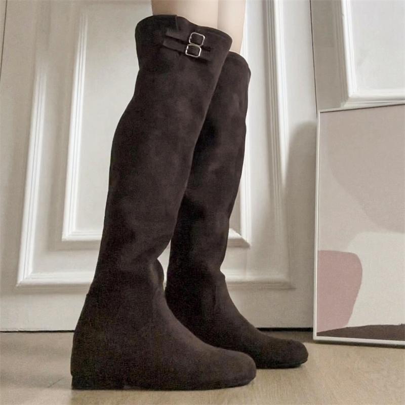 Vintage Internal Elevation Women Western Thigh High Boots Shoes Autumn Winter Designer Ladies Stretch Slim Long Booties