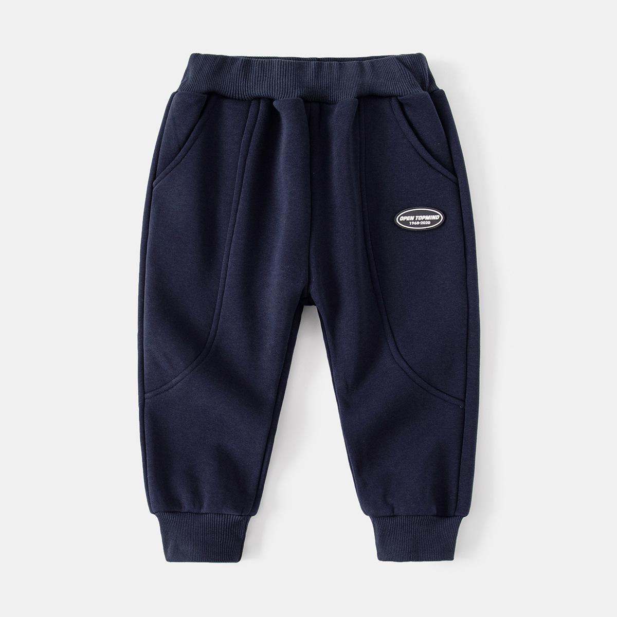 Trendy casual waist-tied trousers, autumn and winter boys velvet sweatpants, fashionable fried street loose sweatpants 90cm
