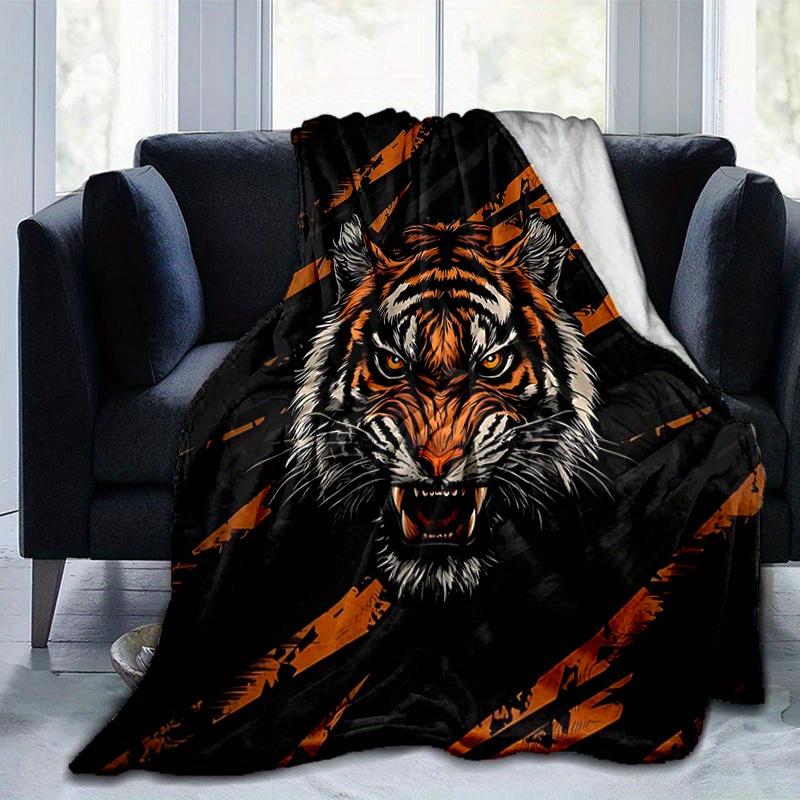 1 stuks Oranje Strepen Tijger Deken Cartoon Plaid voor Kamerdecoratie, Cadeau-idee, Woonkamer, Reizen, Kamperen, Auto Dekens
