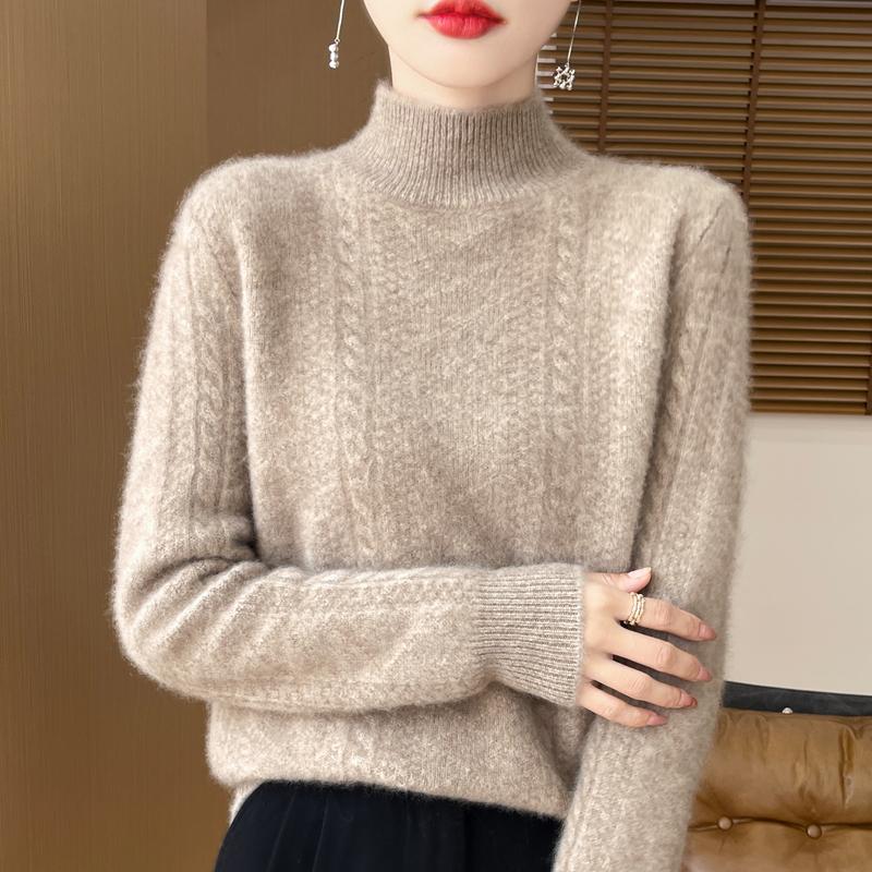 Women Sweater 100% Wool MODERN NEW SAGA Turtleneck Knit Pullover Thick Winter Jumpers Female Knit Tops