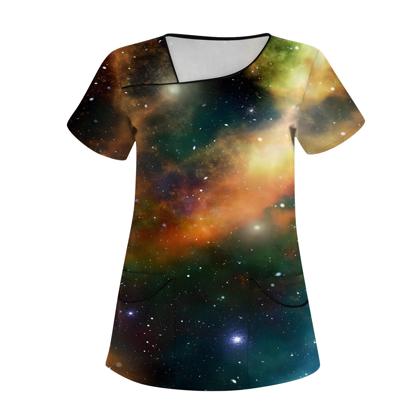 

Женская мода с принтом, короткий рукав, рабочая одежда с карманами, верхняя одежда S