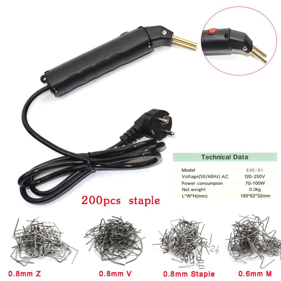 Car Bumper Repair Kit Hot Stapler Plastic Repair Plastic Kit Welding Machine & Smoothing Iron & 200pcs Stapler