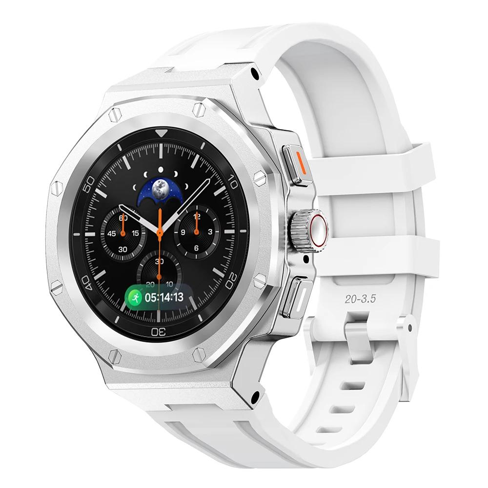 Metal Case Rubber Band For Samsung Watch 8 40mm 44mm 8Classic 46mm Luxury Modification Kit  For Watch 8 Refit Kit Accessories