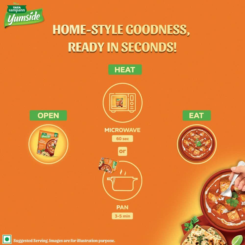 Tata Sampann Yumside Delhi Style Paneer Makhani | Ready To Eat Meal | Heat In 60 Secs I Serves 4 Pax | Pack of 2 | 285g X 2