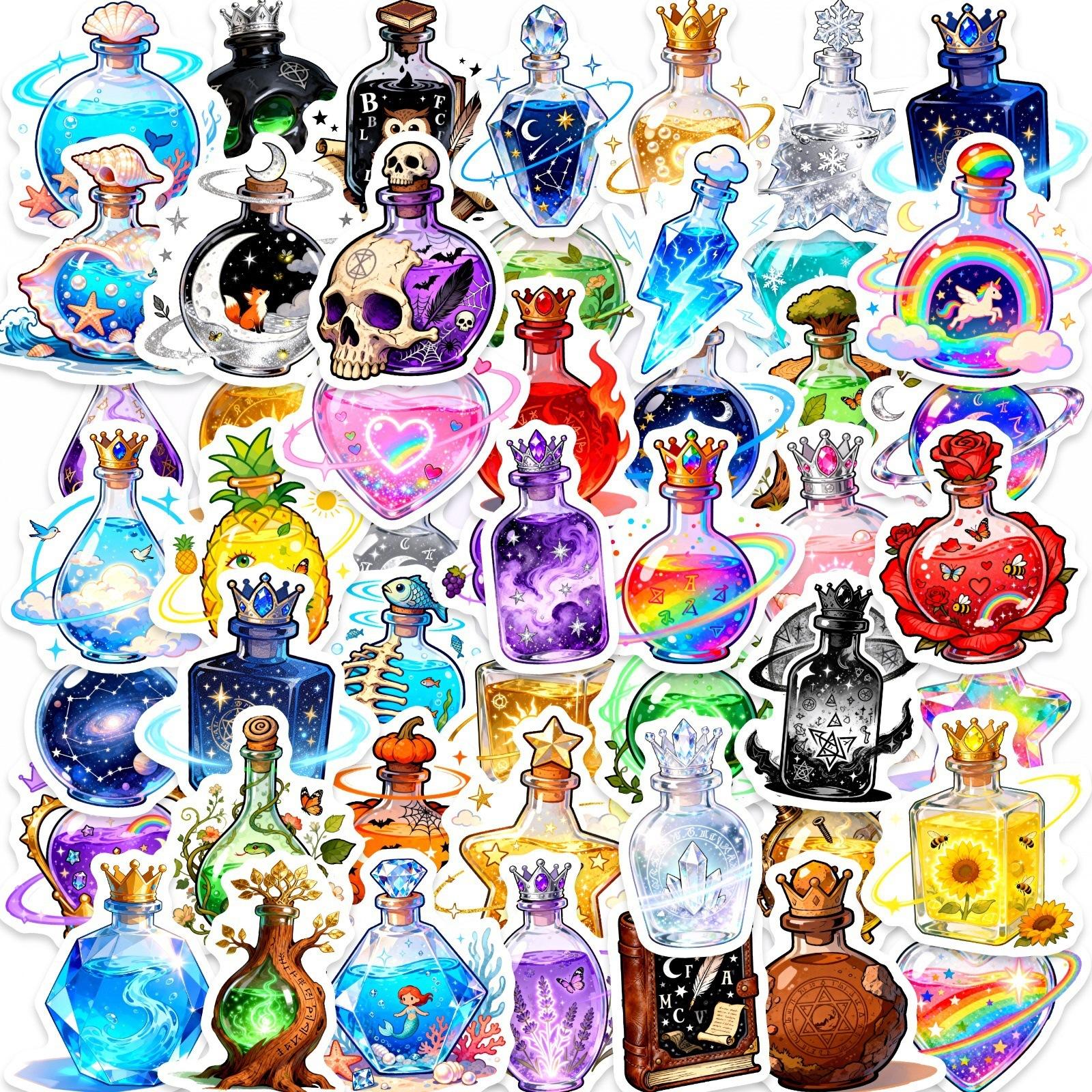 

50 Magic Magic Medicine Bottle Stickers Cartoon Magic Bottle, Handbook Stationery Decorative Stickers