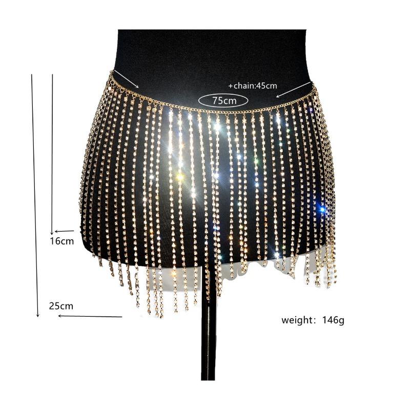 Waist Chain Body Chainsexy Shiny Tassel Rhinestone Skirt Belly Dance Body Chain