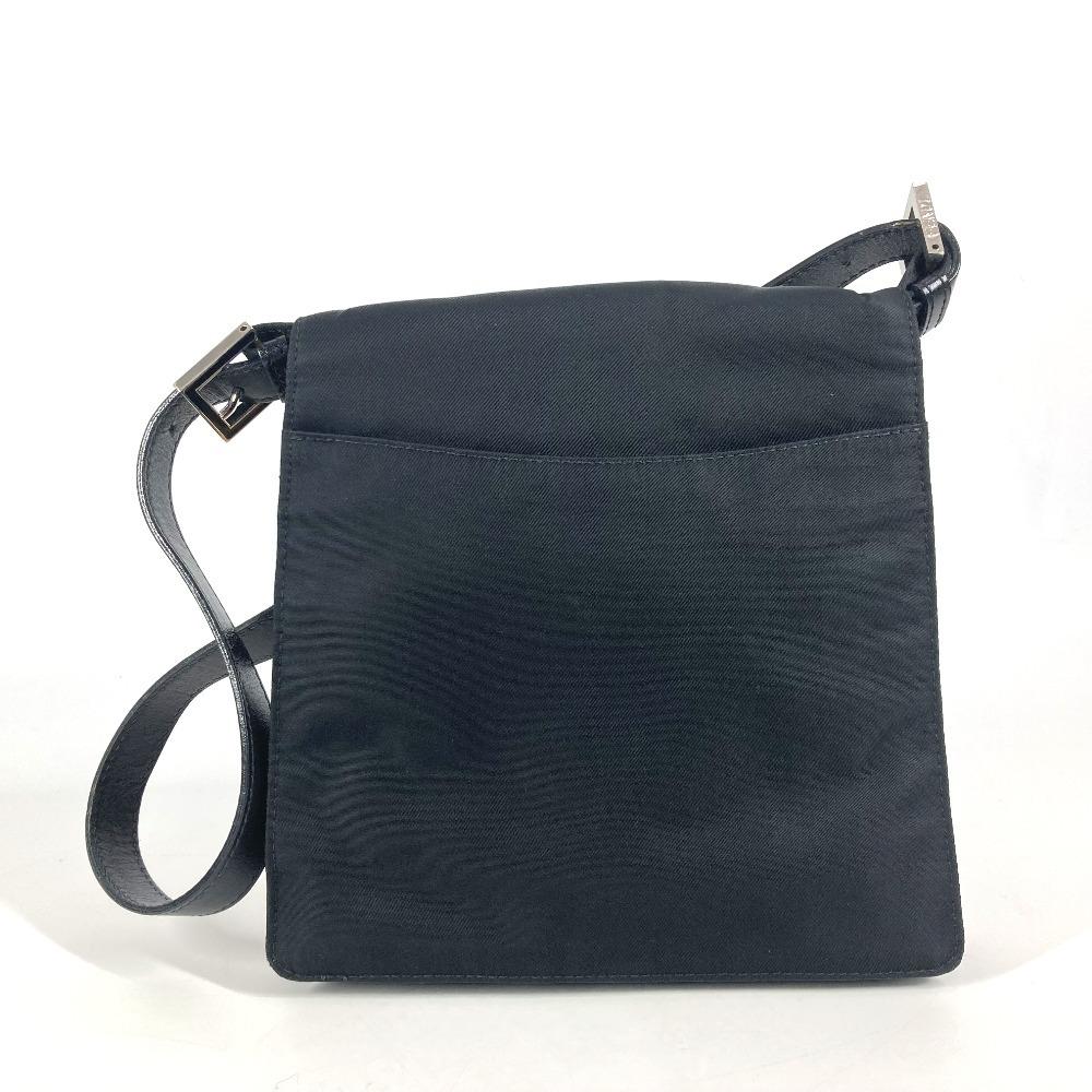 Fendi FF Logo Flap Crossbody Bag Pochette Shoulder Bag Nylon Black