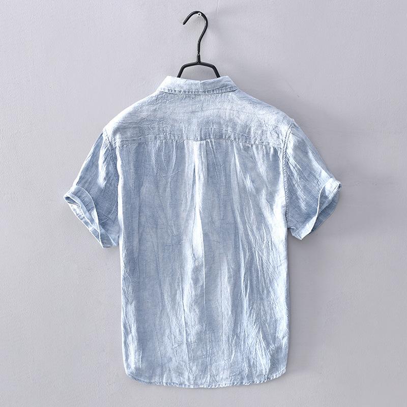Sommer Baumwolle Tees Männer Chinesischen Stil Retro Kleidung Einfarbig Stehkragen V-ausschnitt Kurze Ärmel Tops & T-shirts Casual Atmungsaktive t-shirt