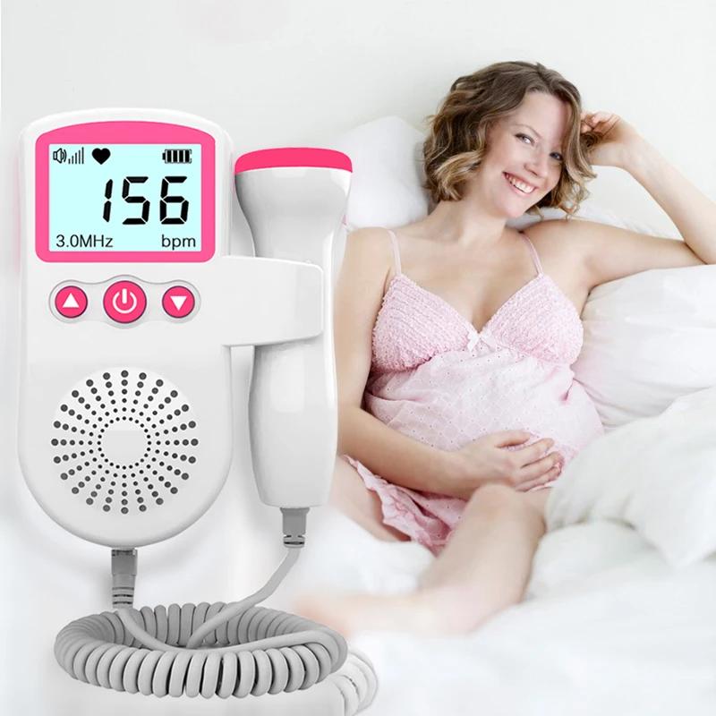 Fetal Doppler Heart Rate Monitor Household Portable Pregnancy Baby Fetal Sound Heart Beat Detector LCD Display No Radiation Home