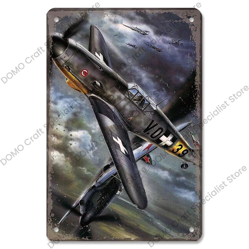 Vintage Airplane Plaques Metal Plate Top Gun Air Force Jet Aces Fighter Retro Metal Tin Signs Club Man Cave Home Wall Decor