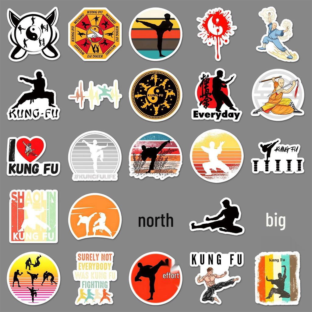 50 Kung Fu Graffiti Stickers: Cool Chinese-Style Decorations for Phone Cases & Suitcases