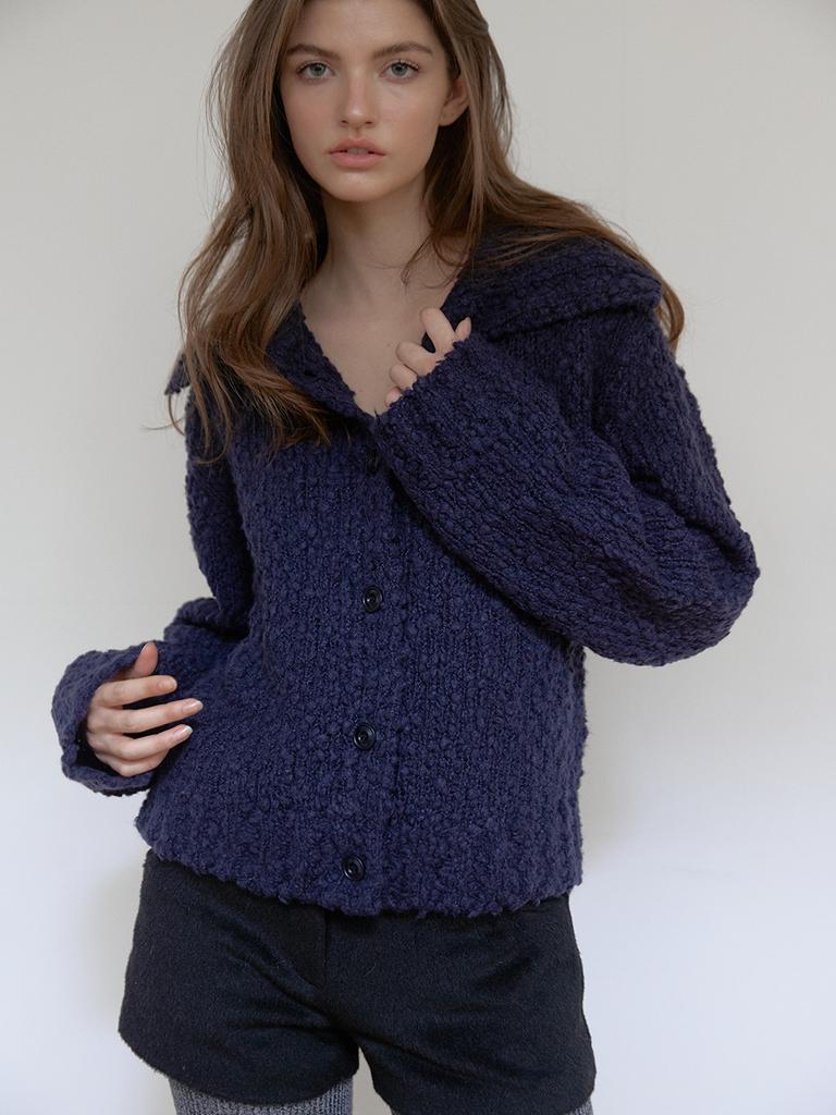 Asula Cozy Highneck Cardigan (Navy)