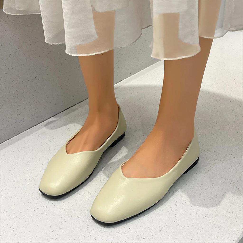 Frühling Sommer Mode Neue Lässige Flache Schuhe mit Flachem Mund Atmungsaktiv Elegant Eckige Zehenpartie Niedriger Absatz Einfache DamenschuheNEIN:C1622