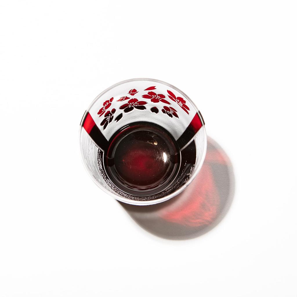 [Official Taiburo Studio] Edo Glass Red Mt. Fuji and Cherry Blossoms Free Cup (Red) TB022-204R Gift Boxed, Made in Japan