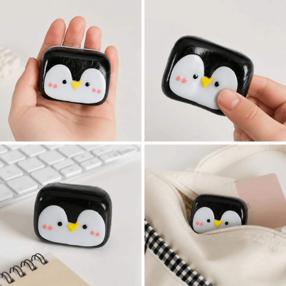 Cookie Shape Penguin Face Squishy Toy Glossy Surface Stress Relief Toy Daily Relaxation