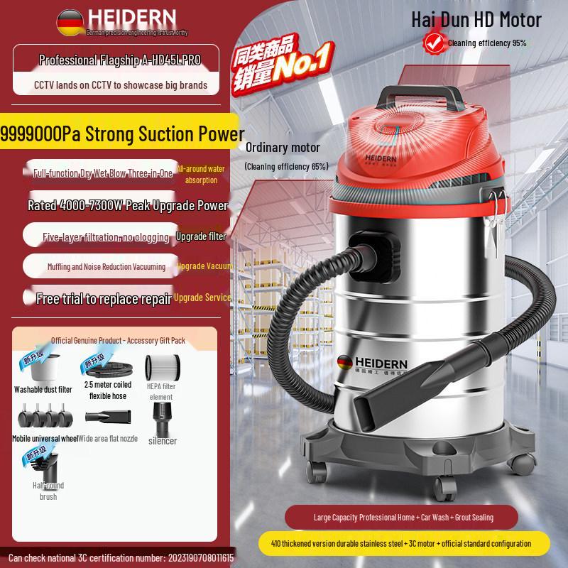 High-Power Industrial & Household Vacuum Cleaner with Strong Suction