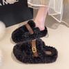 Winter neue zwei Tragevarianten flauschige Schuhe Damen dicksohlige Gürtelschnalle Samt warm ein Pedal Baumwollschuhe Damen Tide