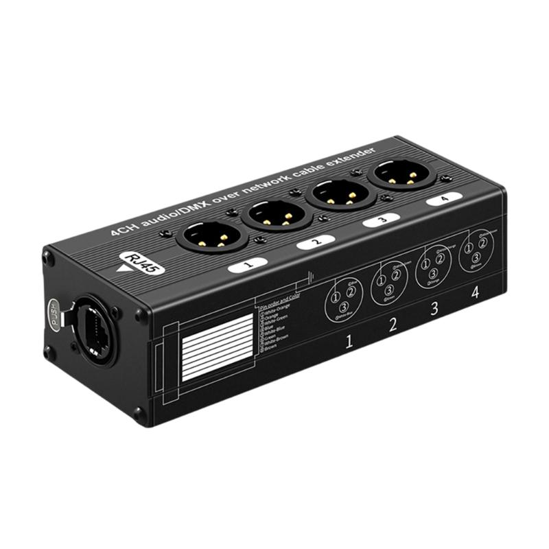 Professional 4 Port XLR Over Ethernet Converter For Noise Less Auditory Transmission Auditory Extender
