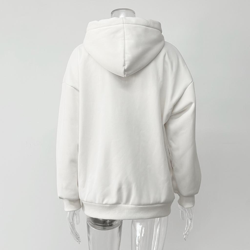 Autumn and Winter New Casual Hooded Long Sleeve Cardigan Sweatshirt Loose Zipper Sweatshirt Women's Clothing