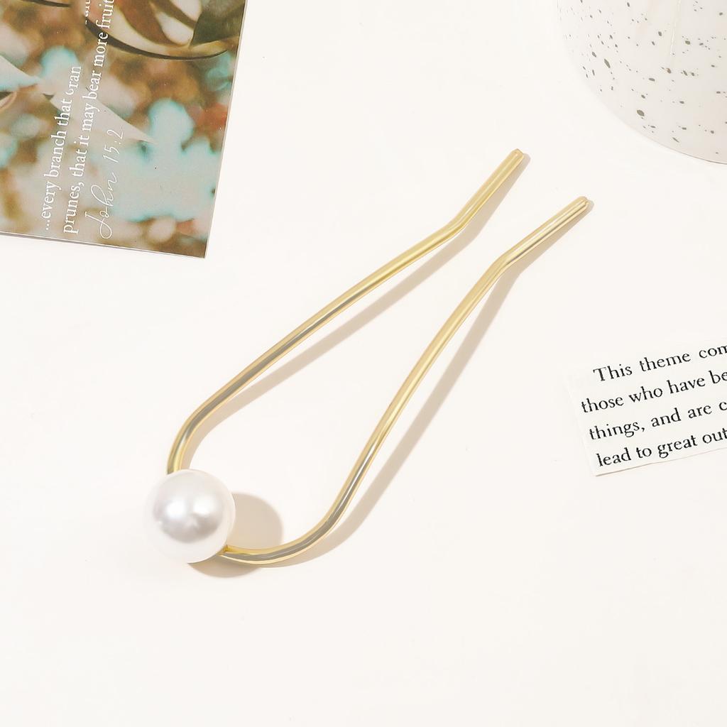 New Metal Vintage U Shape Hairpin Pearls Hair Sticks Long Hair Bun Fixed Hair Clip Wedding Womens Sweet Hair Accessories Hairpin