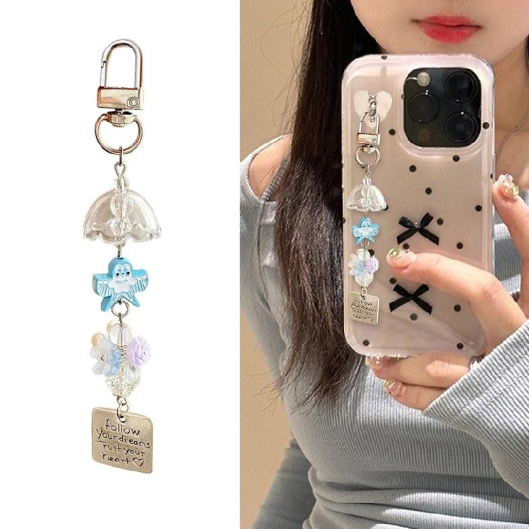 Artistic Resin Kite Keychain With Wind Chime Keyring With Swinging Ornament Handmade Camera Strap Accessory