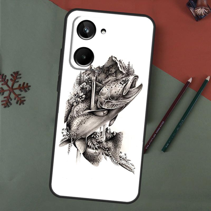 Vintage Trout Fishing Case For Realme 15 Pro GT7 GT6 C65 C67 C61 C53 C55 C51 C35 C63 C71 C75 11 12 13 14 Pro Plus