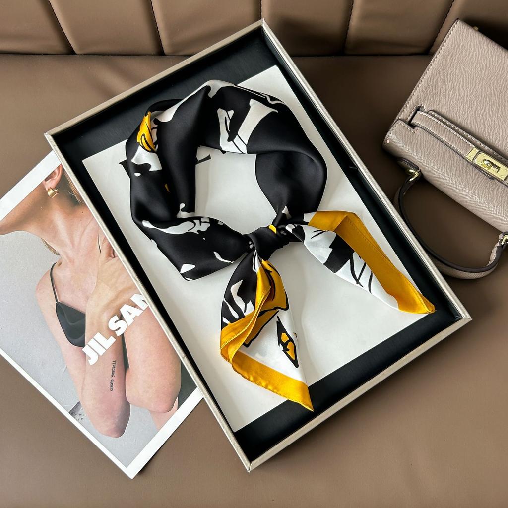 Hedvábný šátek pro ženy, módní všestranný, vysoký smysl, 70 čtverečních stop, ochrana krku, šátek, retro šátek, taška