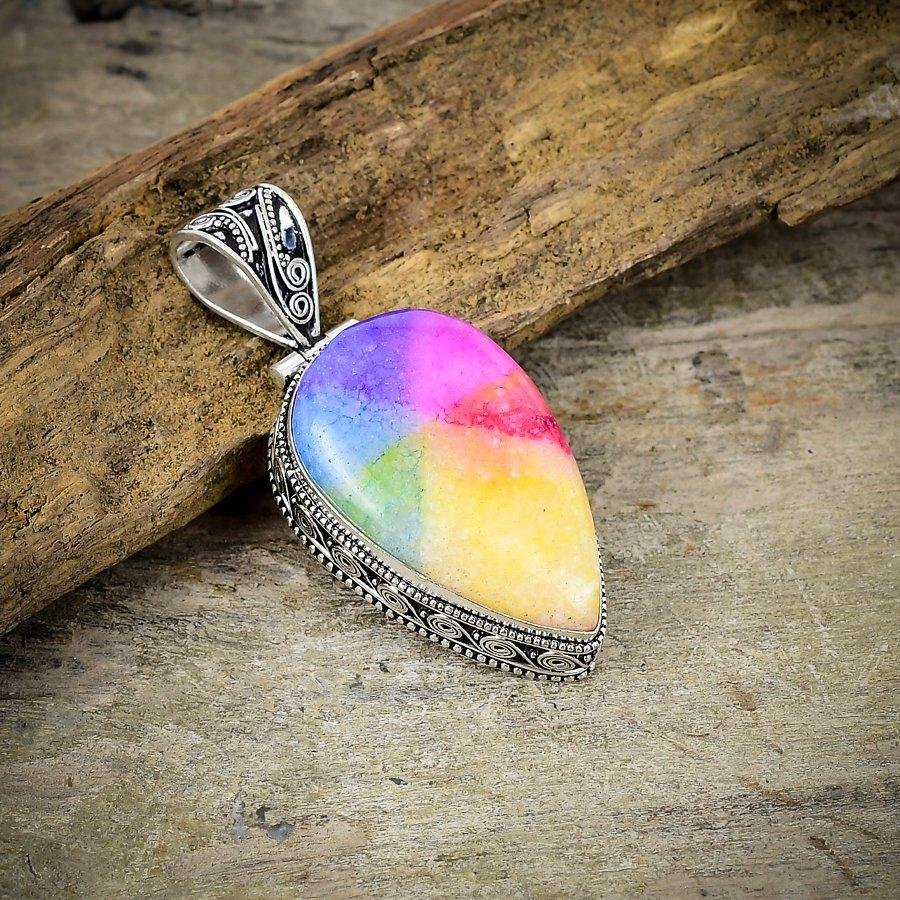 

Rainbow Solar Quartz Gemstone 925 Sterling Silver Jewelry Pendant 2.09 M-162