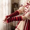 Długie rękawiczki bez palców Lolita Y2K Bezpalcowe ocieplacze na ręce w paski dzianinowe rękawy na Halloween