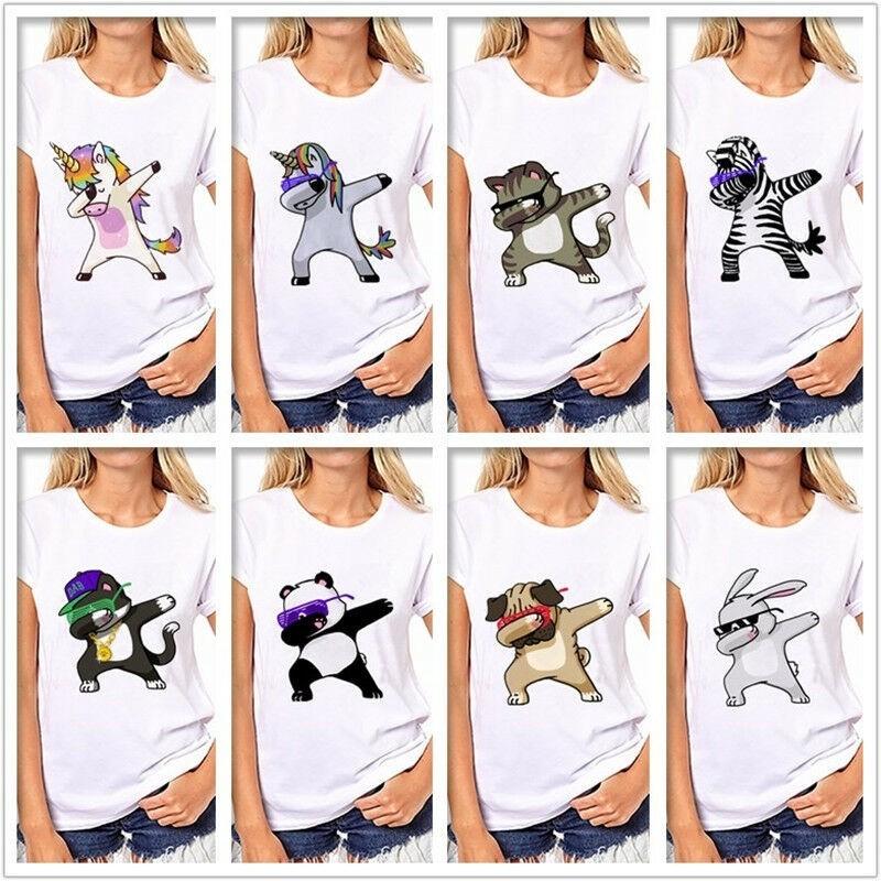 Divertida Dab Camiseta Baile Unicornio Perro Gato Oso Dabbing Tshirt Tee