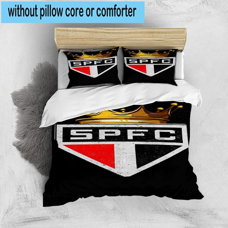 3pcs Paulo Fc Emblem Printed Bedding Set Duvet Cover Closure Includes 1 Duvet Cover & 2 Pillowcases Bedding Sets Home Decor Gifts