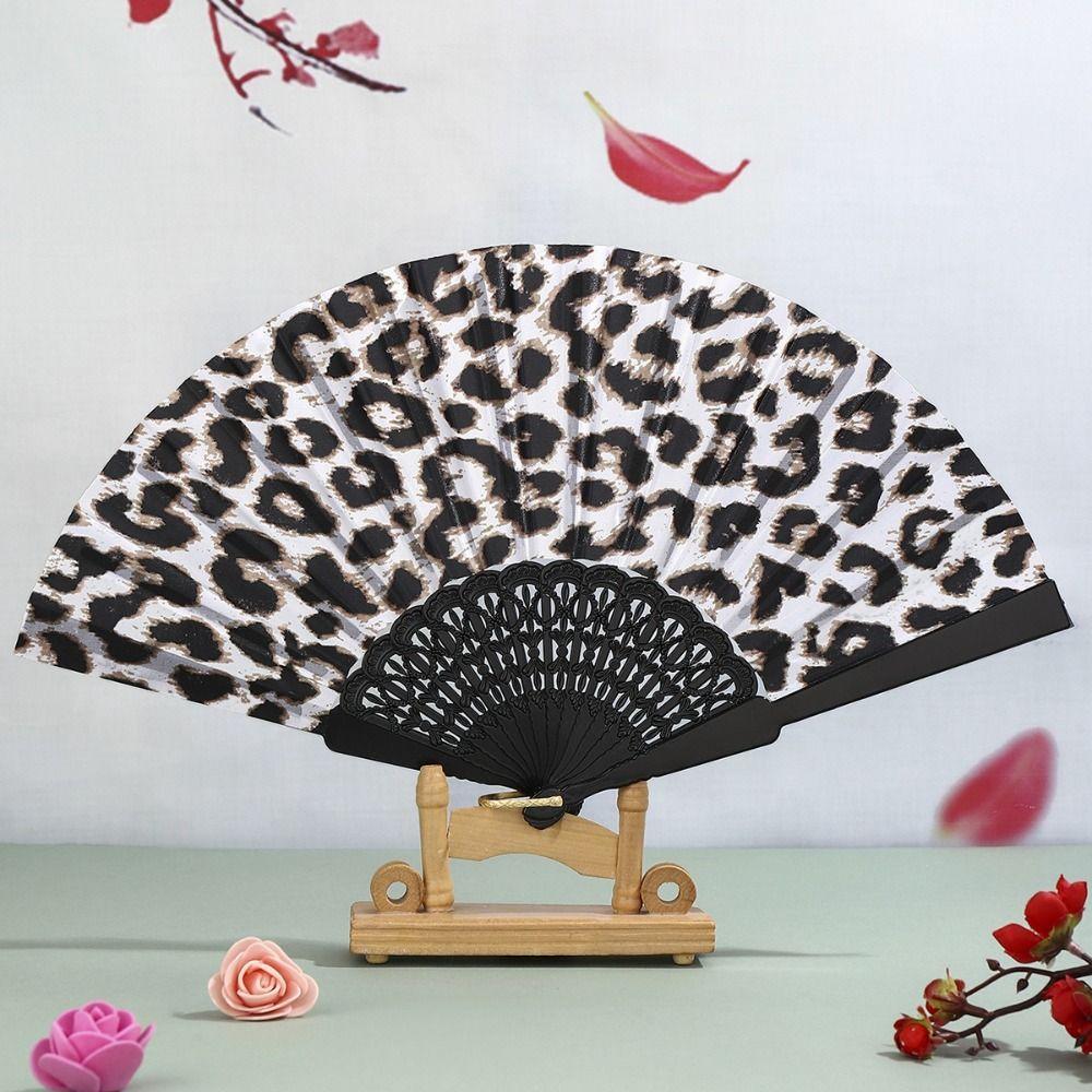 Cloth Hand Fold Fan Leopard Print Dance Fan Portable Performance Fan  Performance Decor