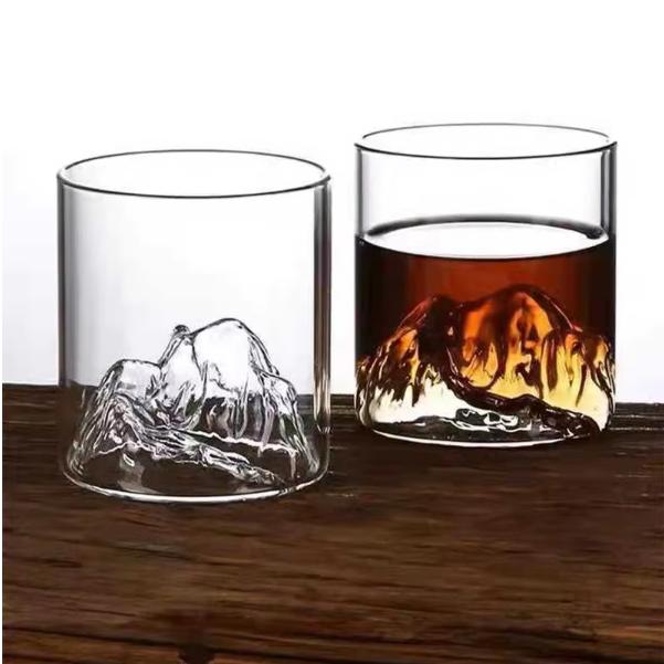 High Borosilicate Transparent Mountain Viewing Glass Tibetan Mountain Glass Whiskey Glass Home Creative Bar Cup 201-300ml