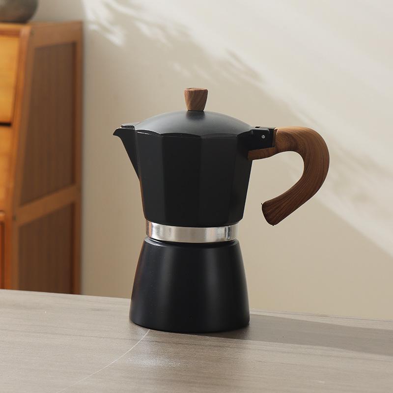 Vintage Wooden Handle Espresso Maker 150ml Moka Pot Classic Italian Cafe Tools Kitchen Home Coffee Maker Cafe Accessories