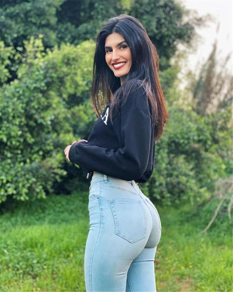 Damskie dżinsy skinny z wysokim stanem, podnoszące pośladki - Plus Size, elastyczne, modne spodnie 9/10