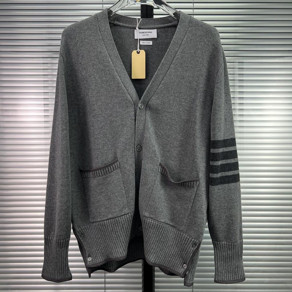 TB cardigan new white edge modified five-button cardigan loose casual versatile men's and women's long-sleeved knitted sweater
