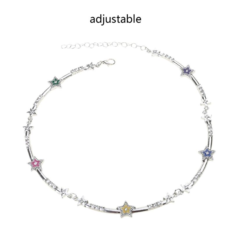 Five-pointed Star Aesthetic Necklace Diamonds Inlay Simple Clavicle Chain Women Girls Wedding Jewelry Birthday Gift