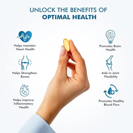Dr. Morepen Omega-3 Fish Oil (60 Capsules) | 1250mg Triple Strength Fish Oil Softgel Capsules (450mg EPA & 300mg DHA) | For Joint & Heart Health