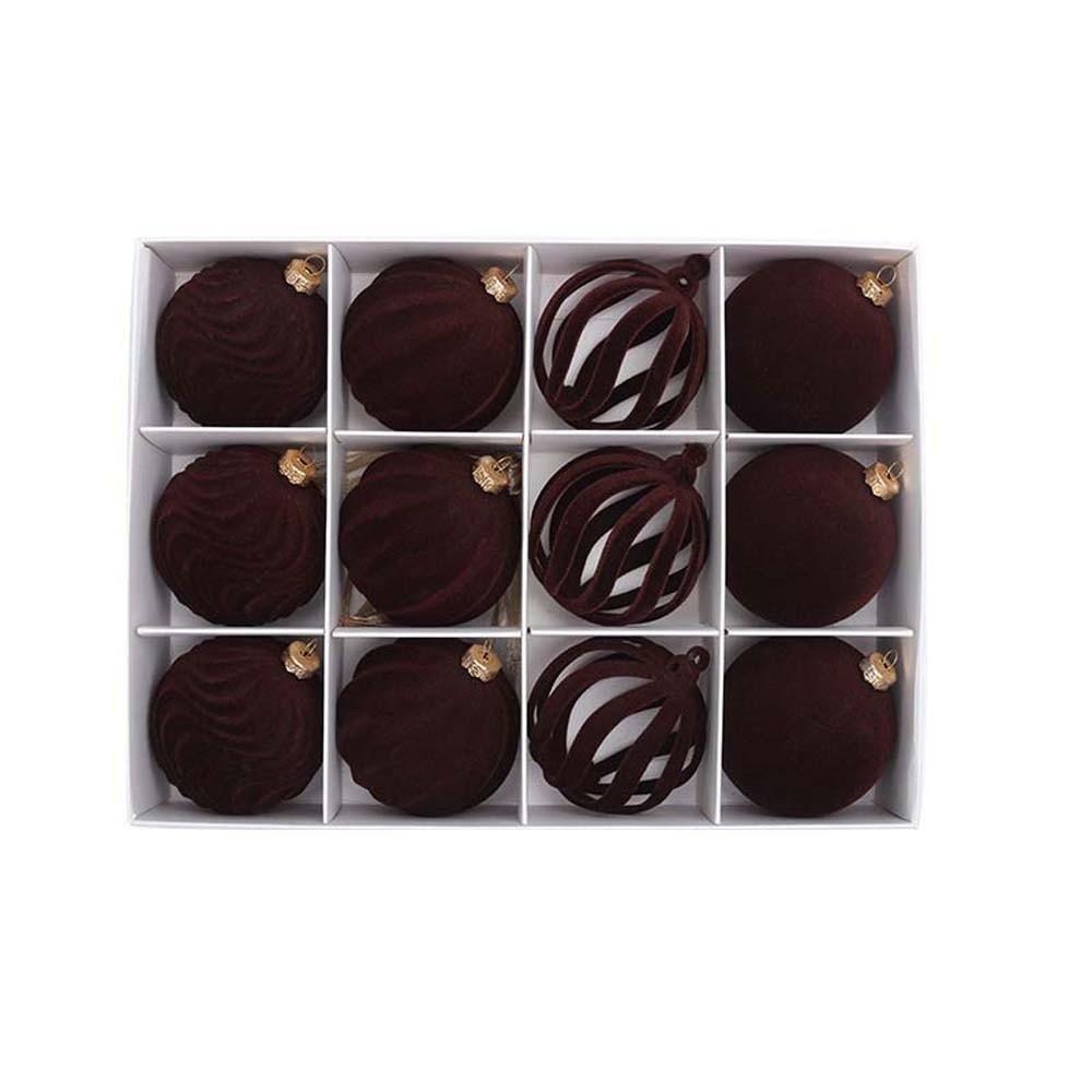 12pcs Plastic Christmas Ornaments Glitter Xmas Tree Hanging Balls  Christmas Tree Decoration