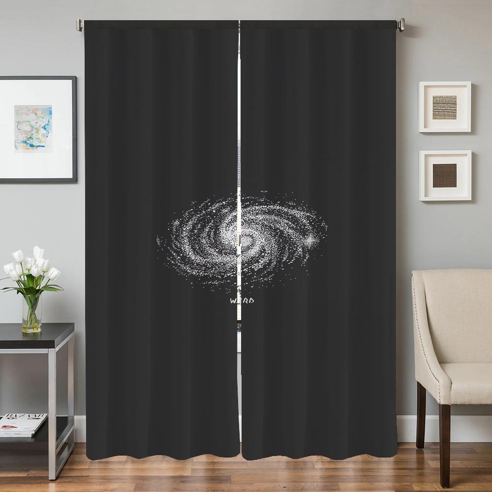 

Set Of 2 Home Interior Kitchen Curtains Living Room Door Curtain Starry Sky Partition Bedroom Decoration Blackout For Great Made Polyester W100*H130(CM)-Rod Pocket&2PCS