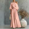 Set da 2 Pezzi Outfit Estivo da Donna Top Scollo a Barca Manica Corta Pantaloni Lunghi a Vita Alta Gamba Larga Oversize Set Tuta da Casa Colore Puro
